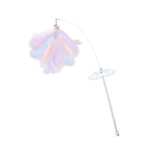 Zeze cat teaser stick with bell, feather cat toy, bite resistant, self high cat teaser toy, cat supplies, cat toys