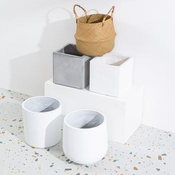 
Nordic style handmade resin simulation flower pot rattan flower basket home big belly straw wholesale gardening round square