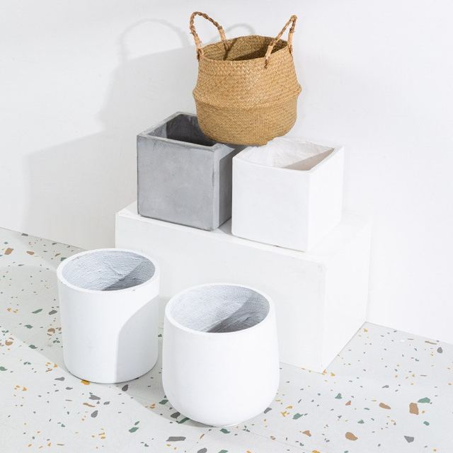 
Nordic style handmade resin simulation flower pot rattan flower basket home big belly straw wholesale gardening round square