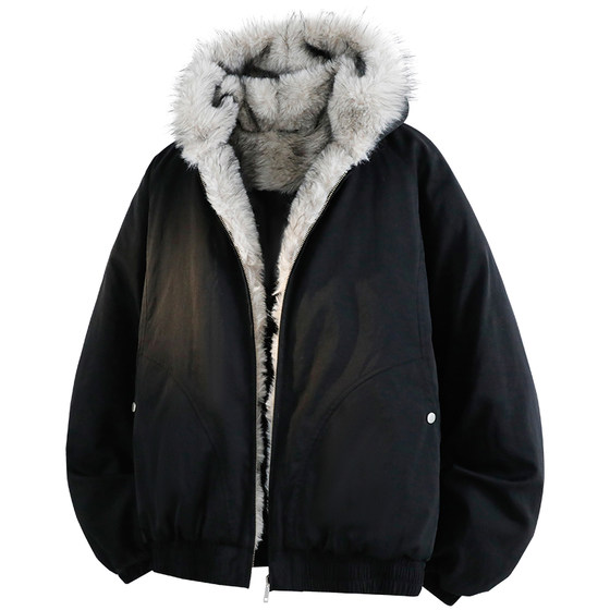 
Maiteyou autumn and winter cotton-padded jacket thickened couple hooded cotton-padded coat men's fur collar padded mountain carving short coat women