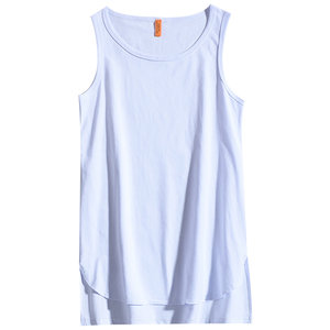 Kanye Bibo Sports Tank Top with Short Front and Long Back Solid Color Bottom Sweatshirt for Male Students, Extended Hem, Pure Cotton Vest