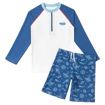 New professional training swimsuit for boys split long sleeves