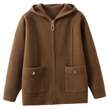 New autumn and winter double-sided woolen coat hooded woolen top