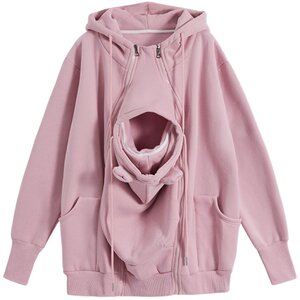 
Pure cotton plus velvet sweatshirt winter kangaroo mother-child jumpsuit for baby baby father-child parent-child jacket pregnant women can wear