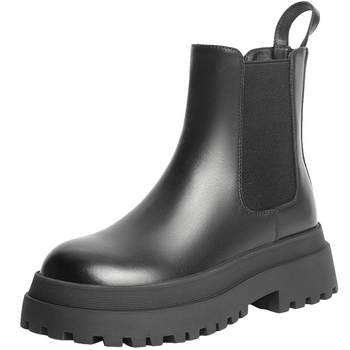 Belle British wind thick sole plus velvet Chelsea boots