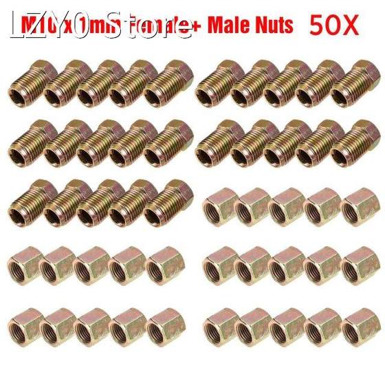 50 Pcs 10mm X1mm Brake Line Tube Nuts Set Itting Nuts Kit Ma