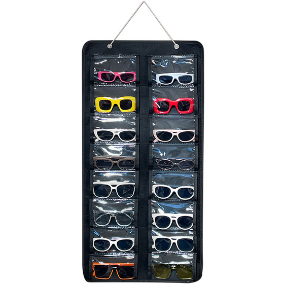 
Glasses storage artifact hanging bag dustproof multi-grid sunglasses anti-pressure protection bag door rear wall wall sunglasses placement rack