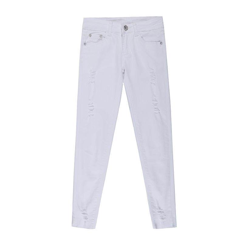 Pantaloni Bianchi Pantaloni Strappati Davanti Jeans Bianchi