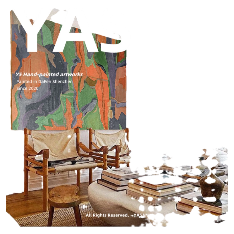 YASAN 后现代艺术纯手绘抽象油画客厅巨幅创意装饰画玄关横