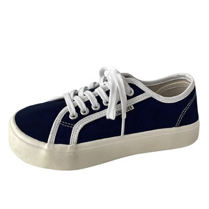 In the early June, the wide -headed canvas shoes female cute versatile feet small shoes Ins tide Korean version retro round head shoes