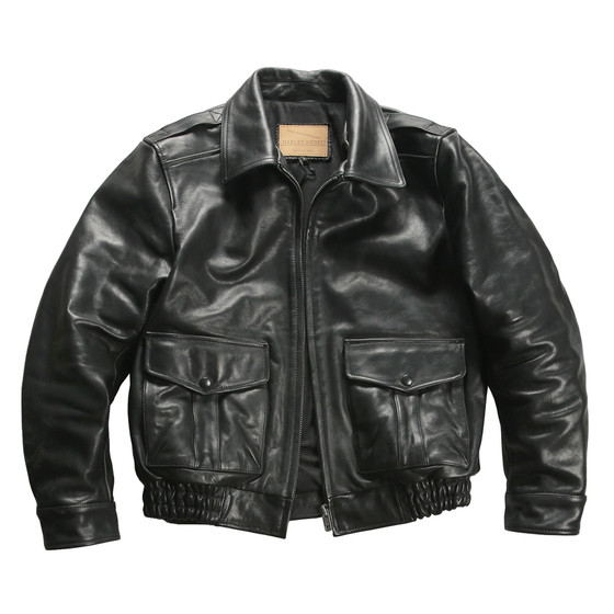 
Top layer vegetable tanned cowhide short A2 bomber jacket lapel motorcycle leather jacket genuine leather jacket for men