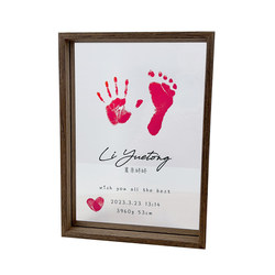 Transparent acrylic full moon and 100 days old hand and footprints