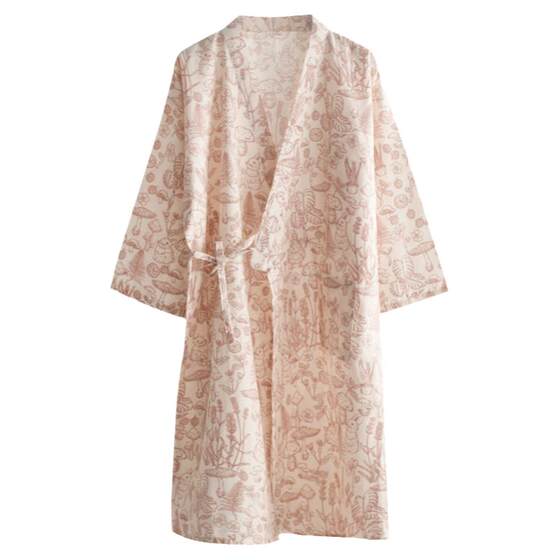 Japanese kimono pajamas for women in spring, autumn, summer, pure cotton gauze, thin drawstring sweat steaming bathrobe, home clothing pajamas
