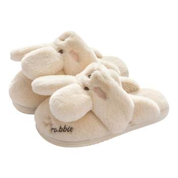 Cute two-wear rabbit cotton slippers for autumn and winter