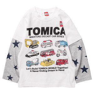 Japanese foreign trade children's clothing boys long-sleeved T-shirt pure cotton children's spring and autumn style fake two-piece white top cartoon car 2