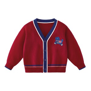 
[7A Antibacterial] Boys Sweater Spring Children's Cute Pony Cardigan Red Sweater Baby New Year's Eve Jacket