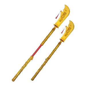 Children's toys automatic telescopic Three Kingdoms weapons Qinglong Yanyue Knife Plastic Fangtian Painting Ji Red Tassel Gun Performance Props

