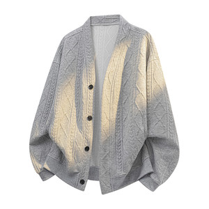 
WASSUP PALM sweater men's 2026 new spring and autumn loose casual large size cardigan jacquard sweater jacket