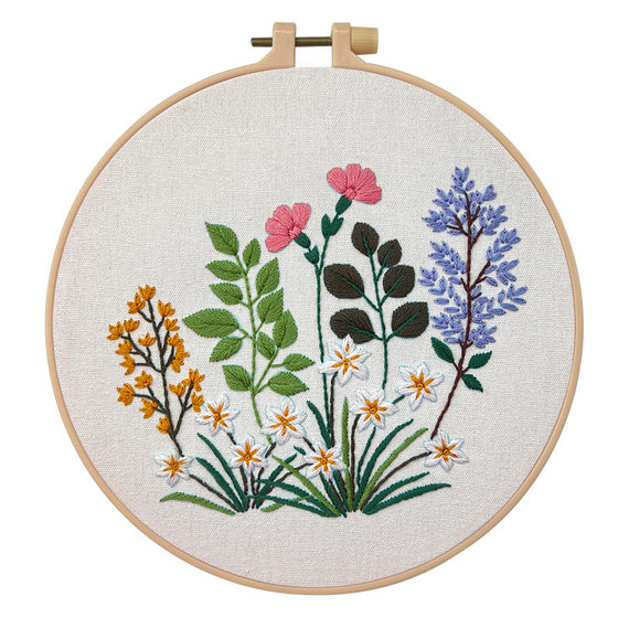 European flower and plant embroidery material package handmade diy self-embroidery hanging picture kit for beginners to make embroidery products