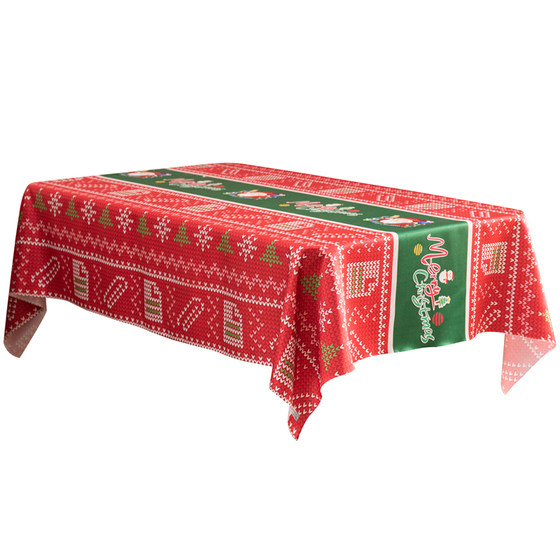 
Christmas tablecloth New Year atmosphere American red festive party decoration tablecloth dining table fabric waterproof