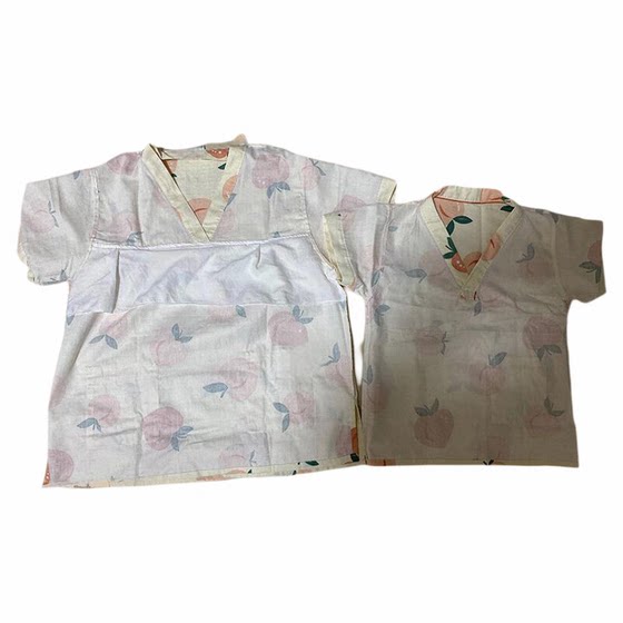 
Parent-child sweat steaming clothes pure cotton peach girls children's baby bathing clothes Tangquan clothes Hotel club massage sauna clothes