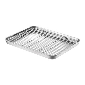 
304 stainless steel Japanese square tray with filter mesh oil control grid drain rectangular tray barbecue drain tray