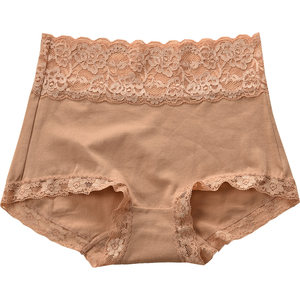 Full 3 pieces of free shipping upgraded small flat corner pants female pure cotton high -waisted high -size large size non -trace sexy lace side cotton crotch