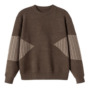 
Boys brown sweater men's round neck winter trendy brand 2026 new pullover sweater long-sleeved top thickened sweater