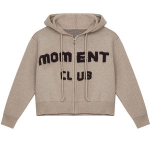 
[Buy two free one area] Miu series oat contrast thickened sweater knitted cardigan for women wearing inner and outer jacket