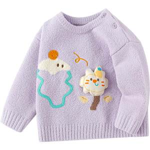 
Balabala baby sweater baby sweater children autumn and winter new style boys and girls white velvet base shirt