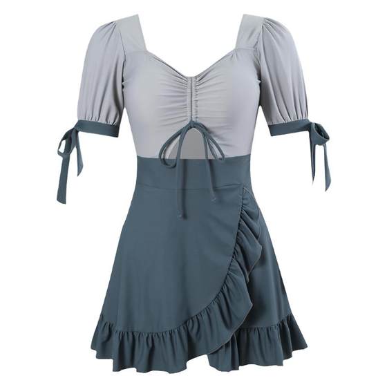 
Swimsuit women's retro and beautiful slightly fat girl covers her flesh and looks slim and conservative to cover her belly. Her high-end feels soaked in hot spring one-piece swimsuit