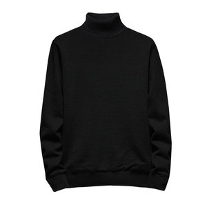 Speaking sweater men's self -cultivation Korean autumn and winter needle knitted with velvet thickened black long collar men in a trendy bottom shirt
