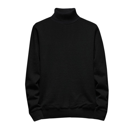 Speaking sweater men's self -cultivation Korean autumn and winter needle knitted with velvet thickened black long collar men in a trendy bottom shirt
