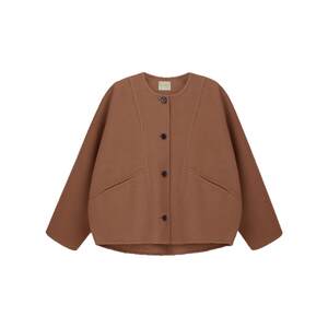 
Chen Xiaoman's original design autumn and winter new small round neck bat sleeve short cashmere wool jacket women's temperament top