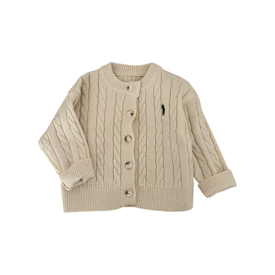 Boys sweater jacket spring and autumn clothes baby solid color knitted cardigan trendy clothes baby girl mocha sweater