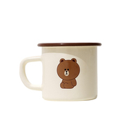 Mu Gaodi Outdoor Camping Coffee Cup Linefriends Brown Bear Portable Enamel Cup Picnic Drinking Tea Cup