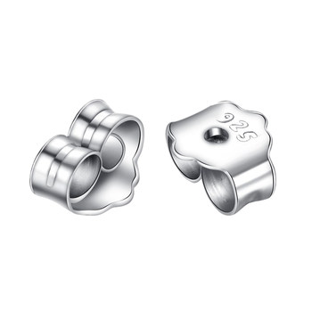 S925 sterling white fungus plugged in silver earrings with stud earrings behind earrings