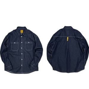 American retro casual loose striped denim long-sleeved shirt men's spring and autumn trendy brand men's versatile shirt jacket