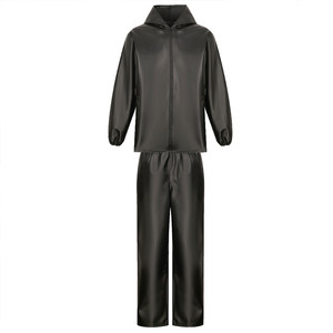 Leather leather pants men's work clothes set Takeaway motorcycle locomotive spring and autumn windproof waterproof and dustproof dustproof and loose jacket