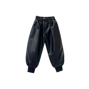 
Dumpling hemp boys' pants winter Korean style quilted children's boot pants thickened warm loose leather pants casual pants trendy