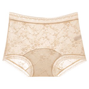 
New Chinese style jacquard lace mid-high waist boxer pants with markless hip antibacterial lengthened crotch underwear for women gift box