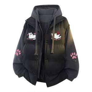 
Charles Heart American Fake Two-piece Cotton Jacket Men's Winter Pet Print Thickened Warm Casual Couple Jacket