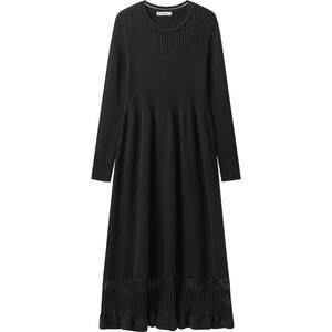 
Black mid-length slim-fitting bottoming knitted dress for women winter high-waisted slim long skirt DDR4LD5069