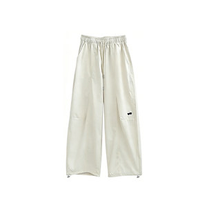 
White quick-drying overalls for women, large size, love embroidered wide-leg pants, cool and sassy straight-leg breathable sports pants