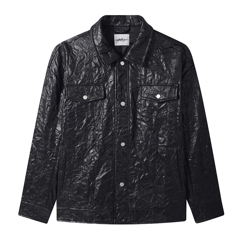 Limpidoculus (LIMS) Two-Color Ridge Pattern Leather Jacket