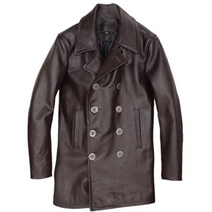 
Top layer cowhide plus cotton warm metal anchor buckle 740 double-breasted mid-length coat for men's genuine leather leather jacket for winter