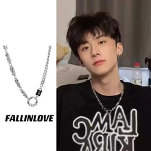 Titanium steel necklace for male and female students, high-end, light luxury, niche design, playful and handsome brand hip-hop collarbone chain, ins accessory 1