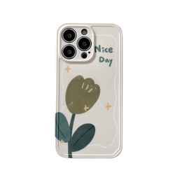 Simple Green Tulip Flowers Suitable For 14promax Apple 11/12 Mobile Phone Case Iphonexs/xr Soft 15