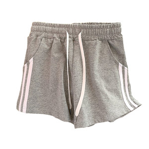 Sport shorts for women in summer thin loose cotton for outdoor wear running large size casual high waist straight three-quarter pants ins
