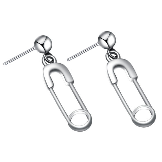
Xiao Zhang's story simple design S925 sterling silver individual pin paper clip earrings for women's earrings temperament earrings